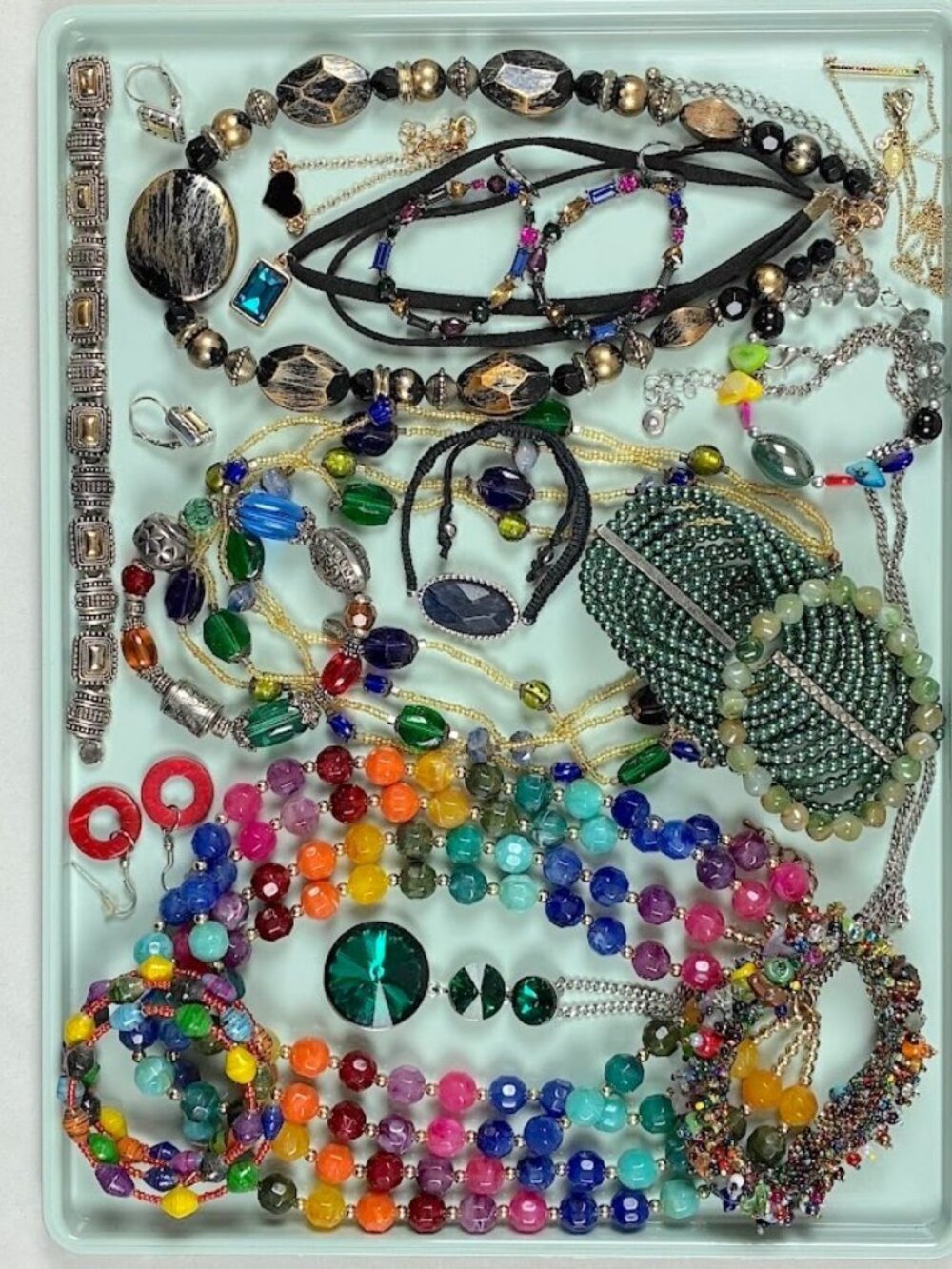 Jewelry Lot Jewel Tones Halloween Costume Craft Dress Up Wearable 18 Pcs. 1 Lb.